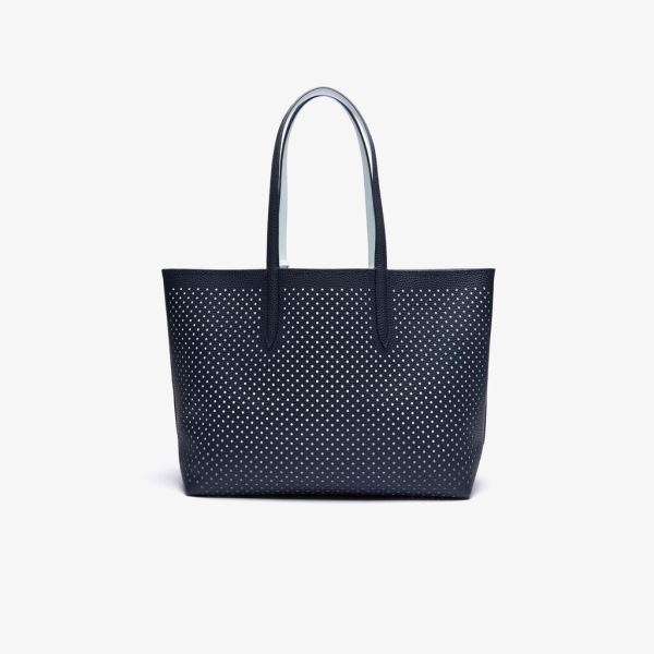 Lacoste Anna Removable Pouch Perforated Reversible Tote Dámské - Totes Tmavě Tmavě Blankyt / Bílé |